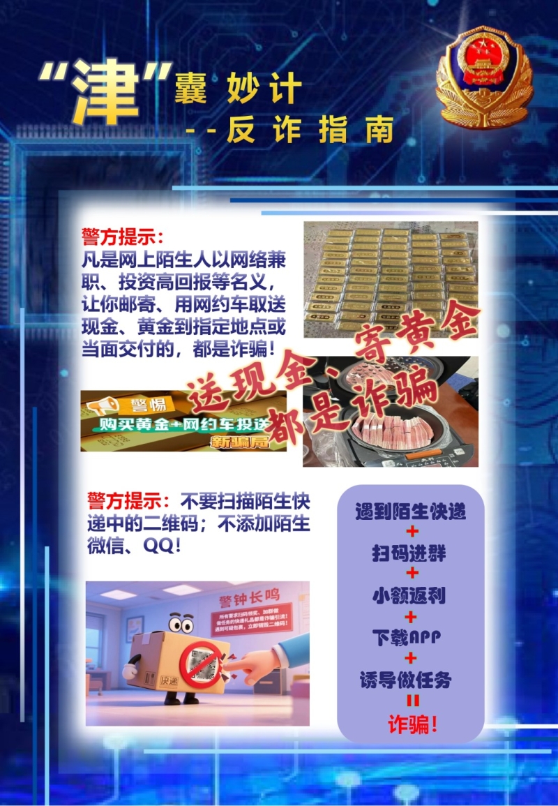 “津”囊妙计，反诈指南——揭秘线下寄递涉诈现金黄金及快递引流诈骗.jpg